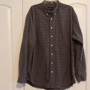 Eddie Bauer Long Sleeve Button Down 100% Cotton Plaid Shirt Size XL Tall